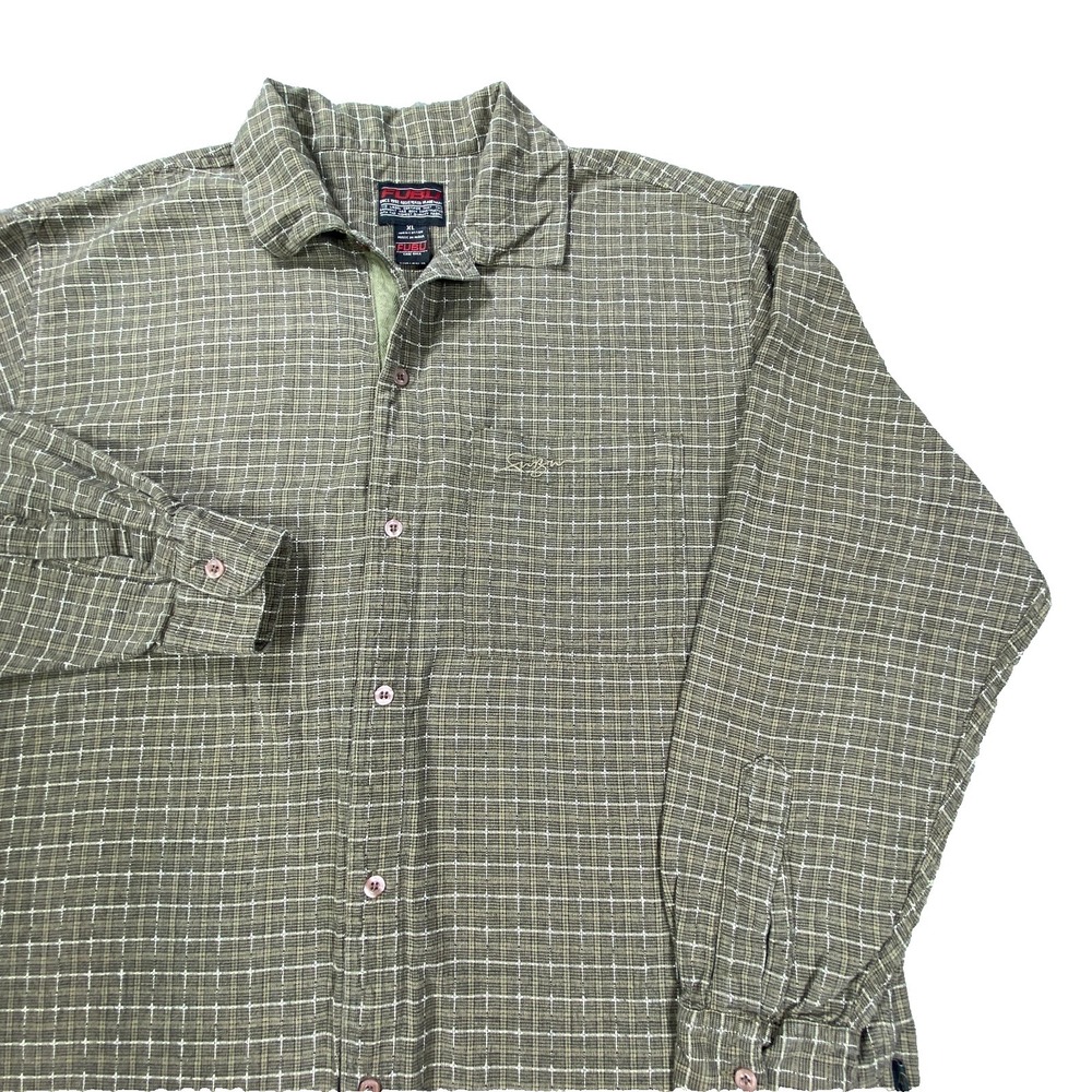 Vintage FUBU Shirt Mens XL Button‎ Down Long Sleeve Plaid Streetwear Retro Y2K